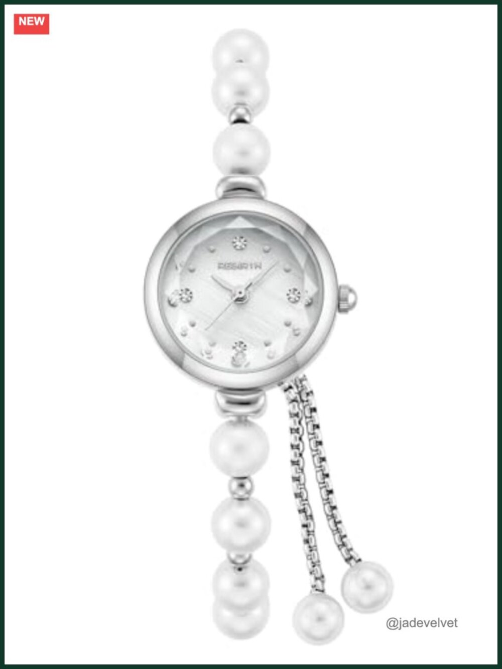 Pearl Bracelet Watch Petite 22mm Dial Adjustable Slider Clasp